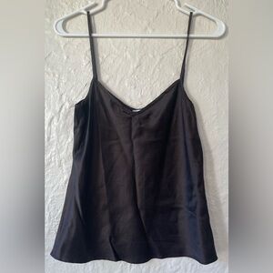 MaxMara Silk Blend Spaghetti Strap V-Neck Tank Top Dark Brown; size 8
